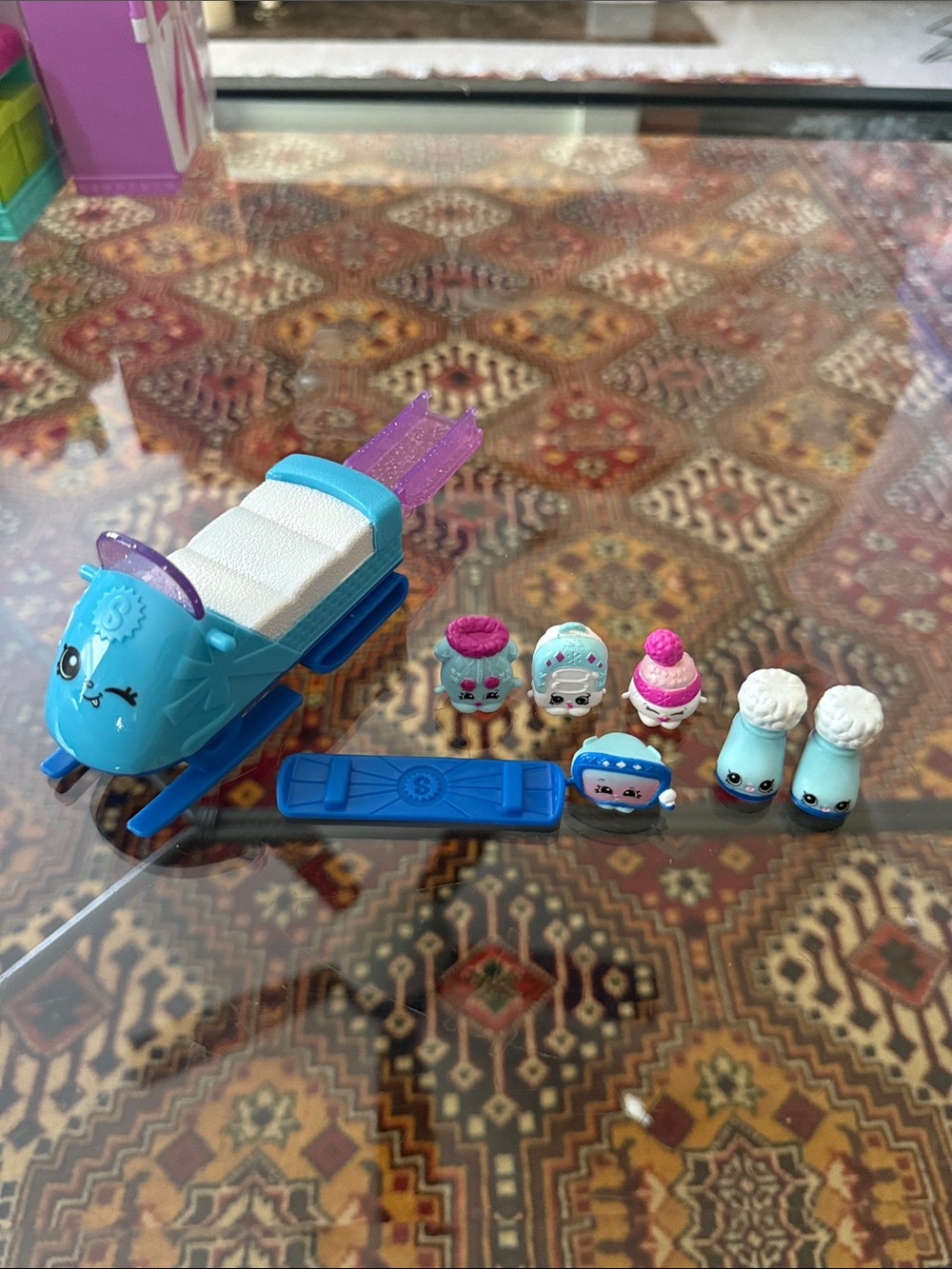 Shopkins Blue Kids Snow Sled Playset with Mini Collectible Figures